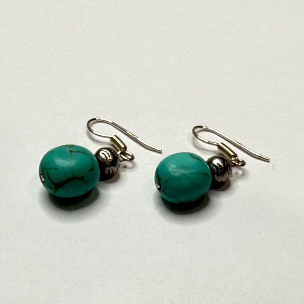 RALPH LAUREN 925 SILVER EARRINGS WITH RL BEADS/TURQUOISE STONE + PINKY RING 925 - Picture 5 of 10